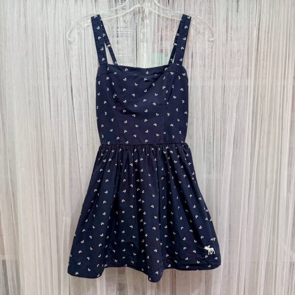 Abercrombie Kids Girls XL Navy & White Blue Bow Print Dress Preppy School - Picture 1 of 16